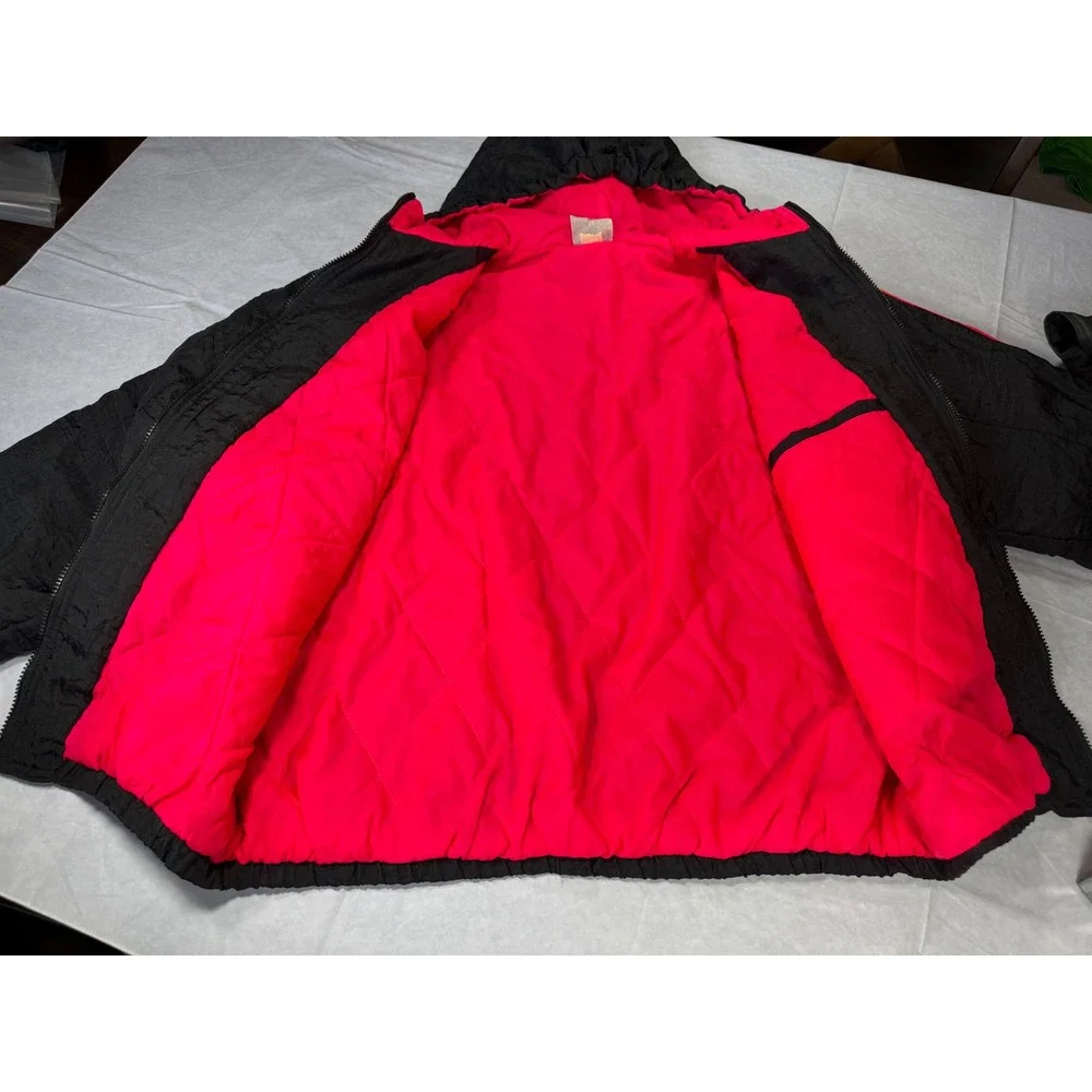 Vintage Adidas Trefoil Hooded Windbreaker Jacket Large Black Red Sporty Gorpcore